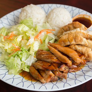 Half order of teriyaki chicken with 6 of our fresh gyoza.